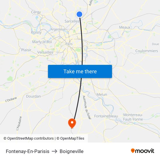 Fontenay-En-Parisis to Boigneville map