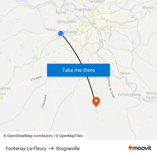 Fontenay-Le-Fleury to Boigneville map