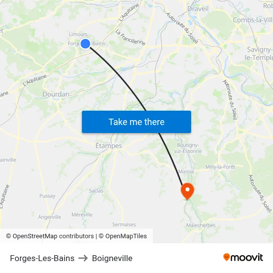 Forges-Les-Bains to Boigneville map
