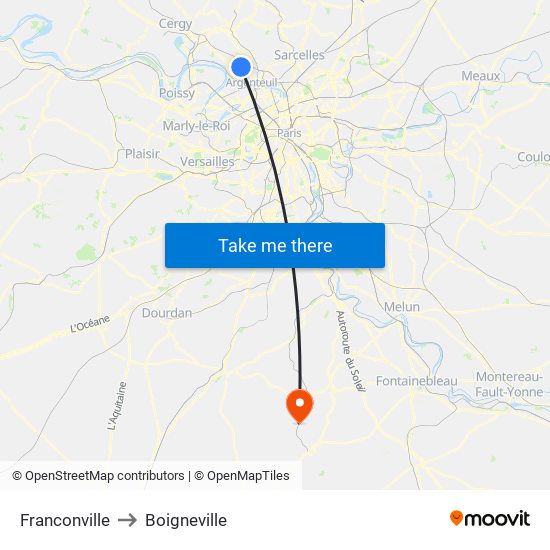 Franconville to Boigneville map