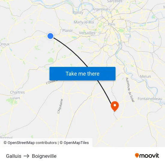 Galluis to Boigneville map
