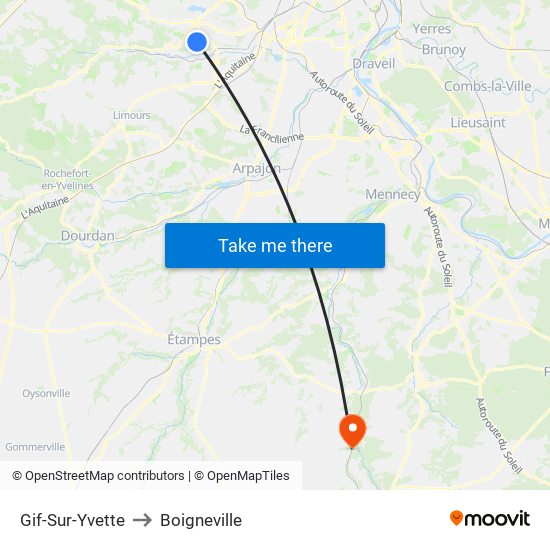 Gif-Sur-Yvette to Boigneville map