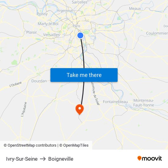 Ivry-Sur-Seine to Boigneville map