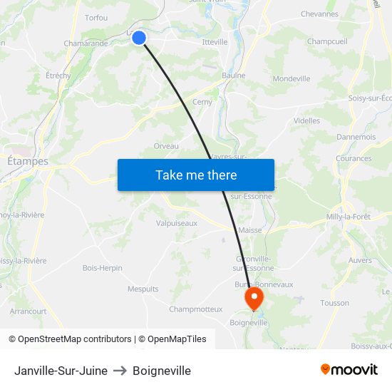 Janville-Sur-Juine to Boigneville map