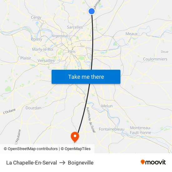 La Chapelle-En-Serval to Boigneville map