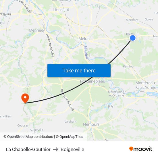 La Chapelle-Gauthier to Boigneville map