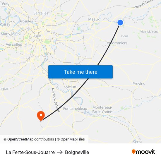 La Ferte-Sous-Jouarre to Boigneville map