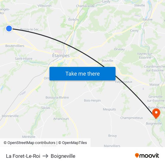 La Foret-Le-Roi to Boigneville map