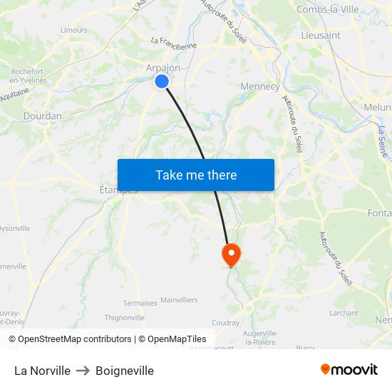 La Norville to Boigneville map