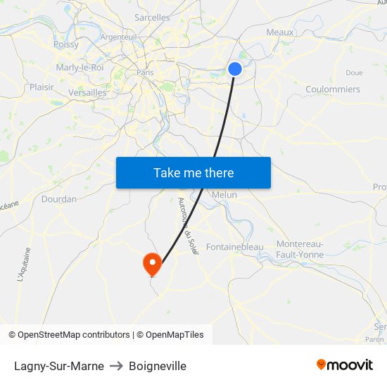 Lagny-Sur-Marne to Boigneville map