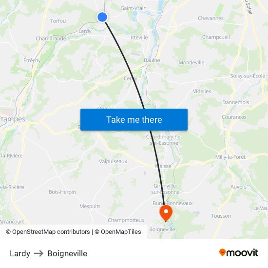 Lardy to Boigneville map