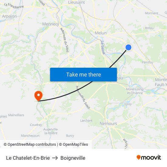 Le Chatelet-En-Brie to Boigneville map