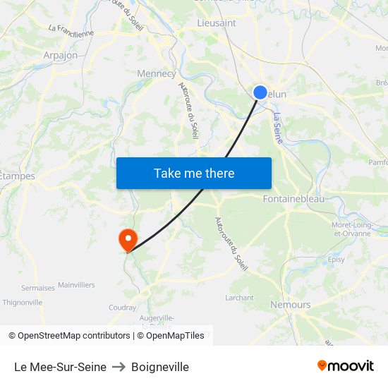 Le Mee-Sur-Seine to Boigneville map