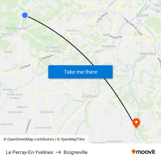 Le Perray-En-Yvelines to Boigneville map