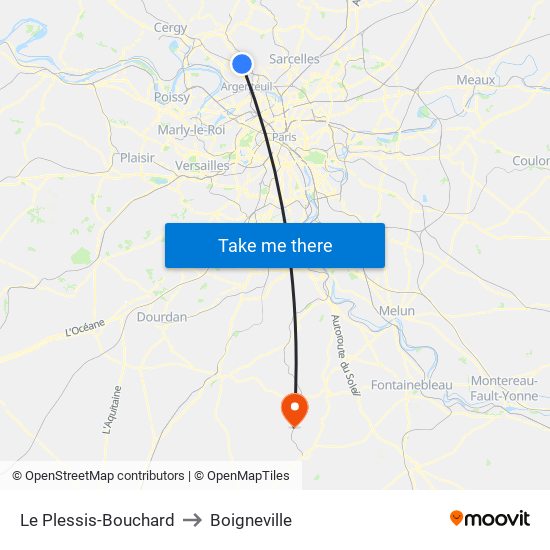 Le Plessis-Bouchard to Boigneville map