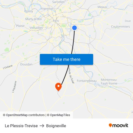 Le Plessis-Trevise to Boigneville map