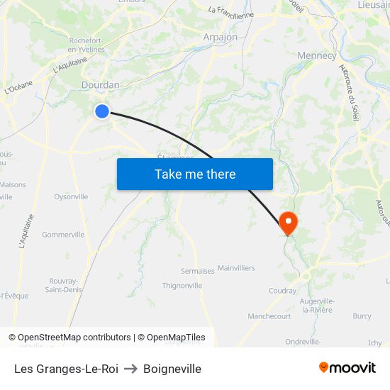 Les Granges-Le-Roi to Boigneville map