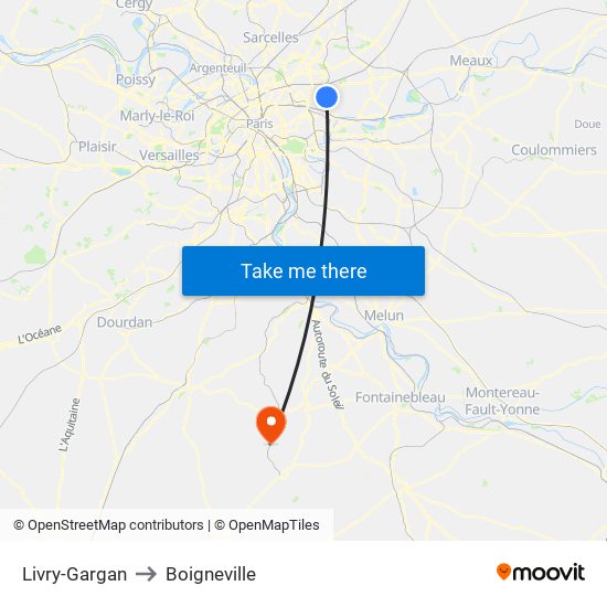 Livry-Gargan to Boigneville map