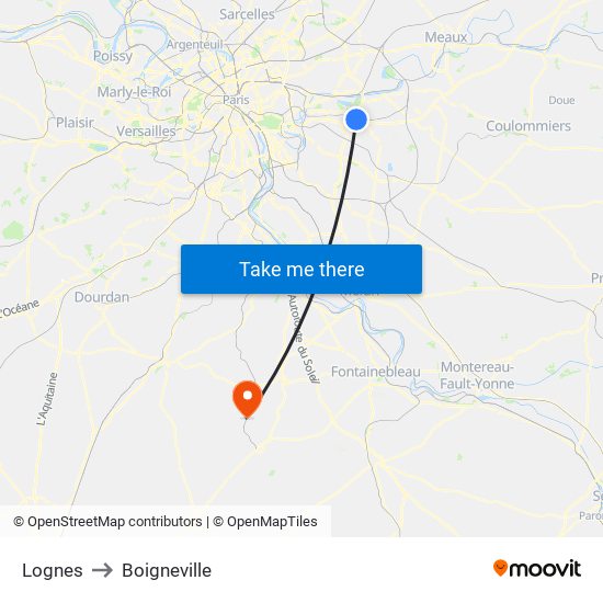 Lognes to Boigneville map