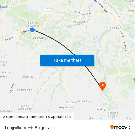 Longvilliers to Boigneville map