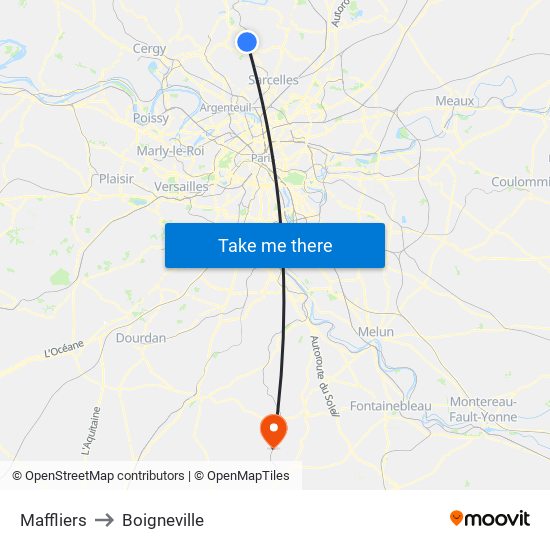 Maffliers to Boigneville map