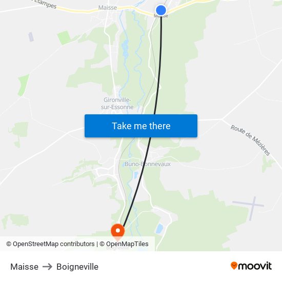 Maisse to Boigneville map