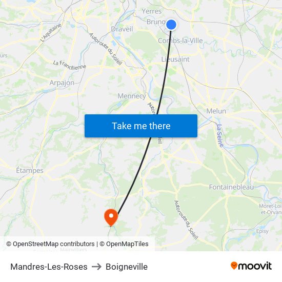 Mandres-Les-Roses to Boigneville map