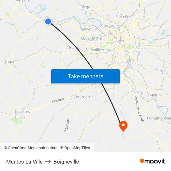 Mantes-La-Ville to Boigneville map