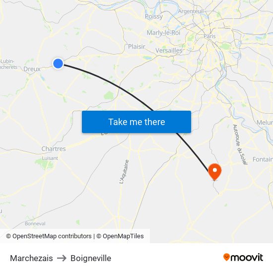 Marchezais to Boigneville map