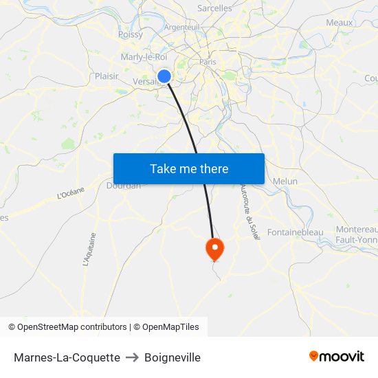 Marnes-La-Coquette to Boigneville map