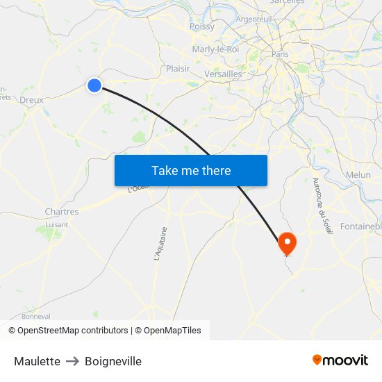 Maulette to Boigneville map