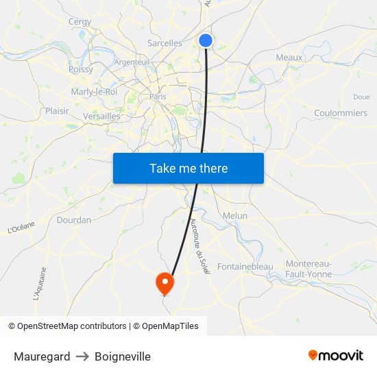 Mauregard to Boigneville map