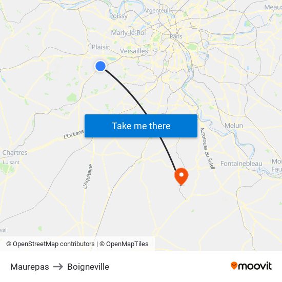 Maurepas to Boigneville map