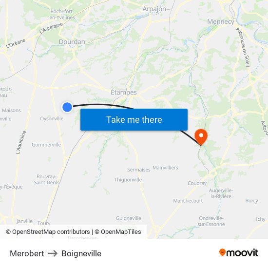 Merobert to Boigneville map