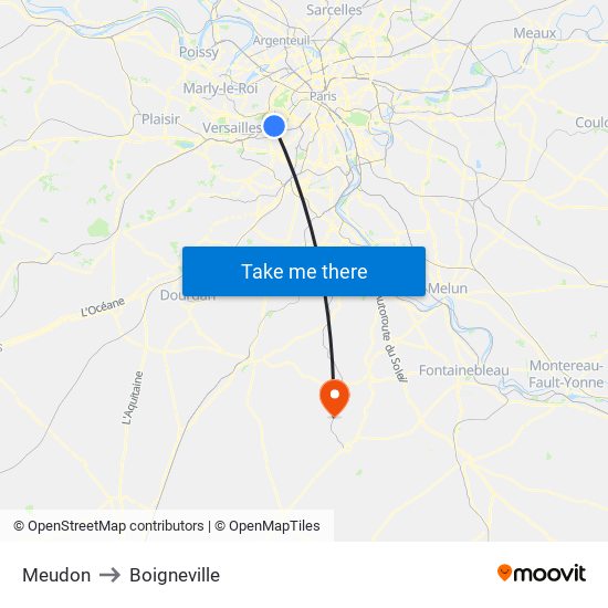 Meudon to Boigneville map