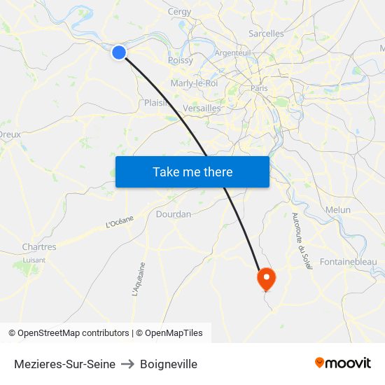 Mezieres-Sur-Seine to Boigneville map