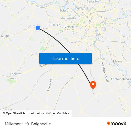 Millemont to Boigneville map