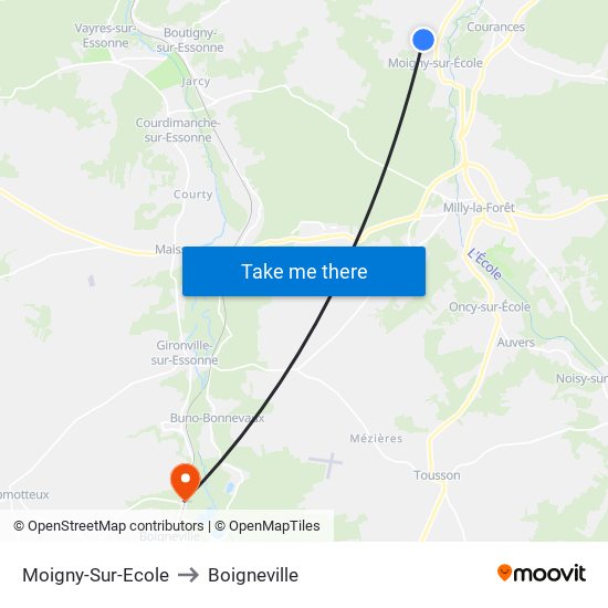 Moigny-Sur-Ecole to Boigneville map