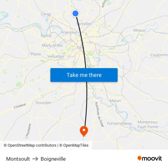 Montsoult to Boigneville map
