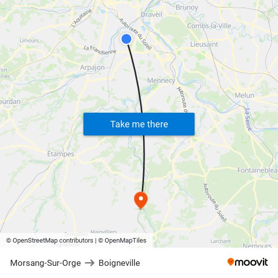 Morsang-Sur-Orge to Boigneville map
