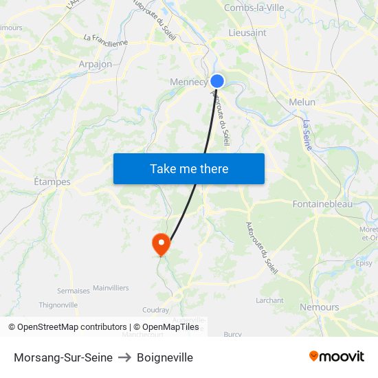 Morsang-Sur-Seine to Boigneville map