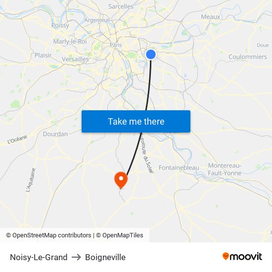 Noisy-Le-Grand to Boigneville map