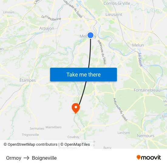 Ormoy to Boigneville map