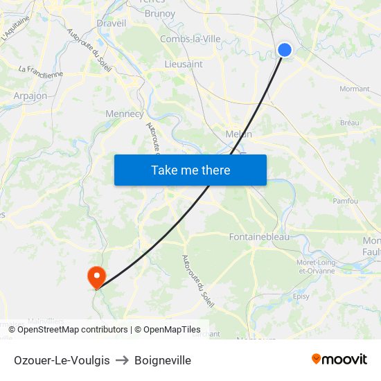 Ozouer-Le-Voulgis to Boigneville map