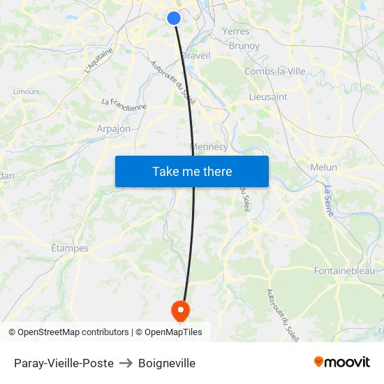 Paray-Vieille-Poste to Boigneville map