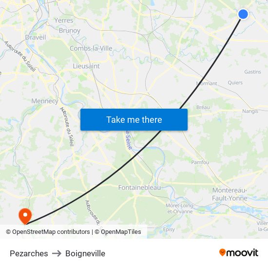 Pezarches to Boigneville map