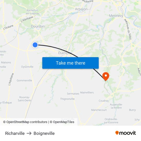 Richarville to Boigneville map