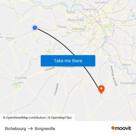 Richebourg to Boigneville map