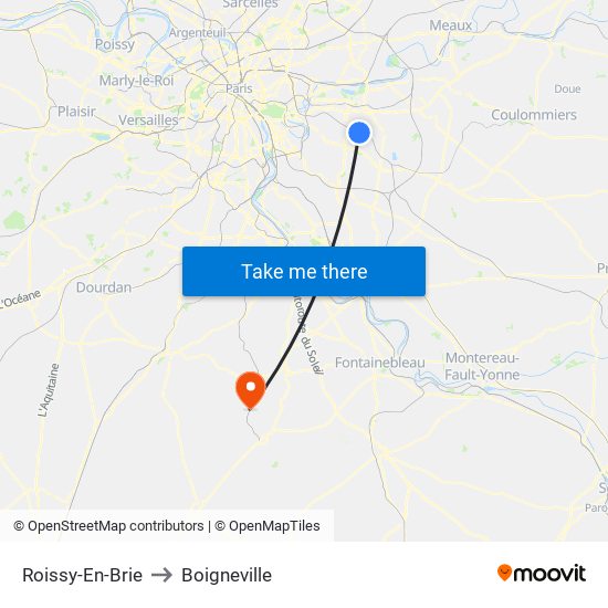 Roissy-En-Brie to Boigneville map