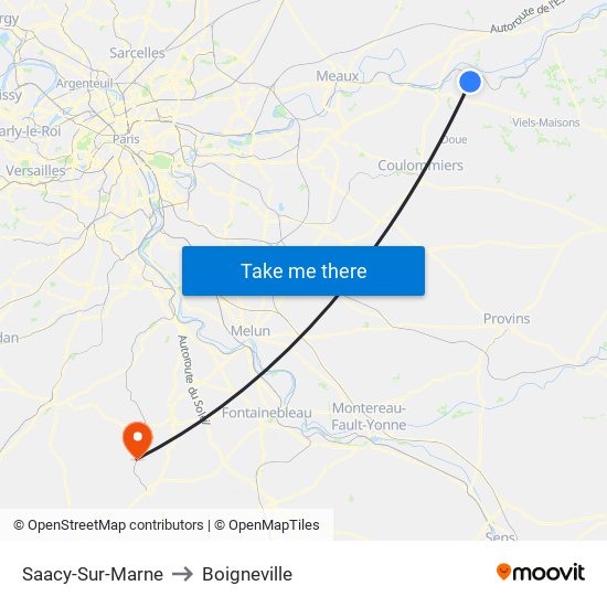 Saacy-Sur-Marne to Boigneville map